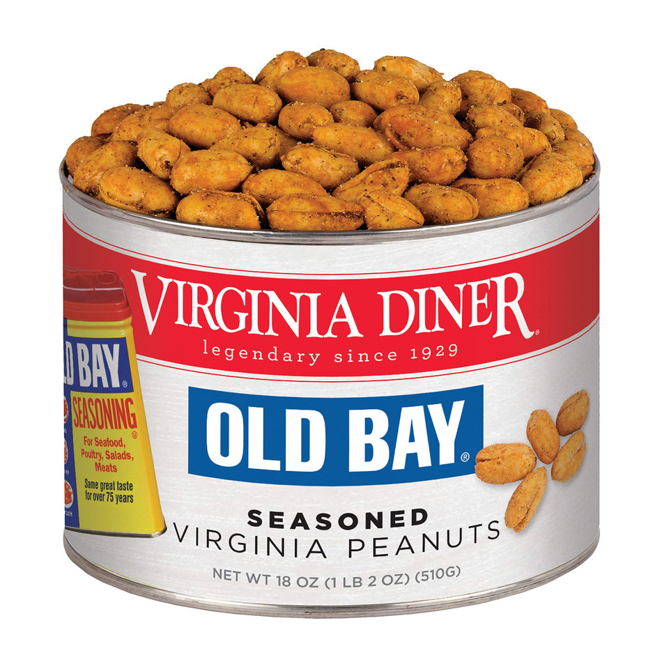 Virginia Diner Old Bay seasoned peanuts—the spicy snack that adds bold flavor to gatherings