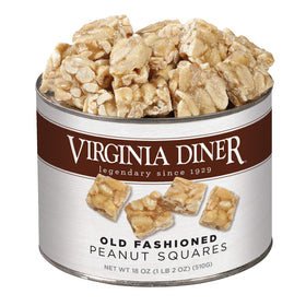 Virginia Diner Peanut Squares front view in tin, ready for gifting.