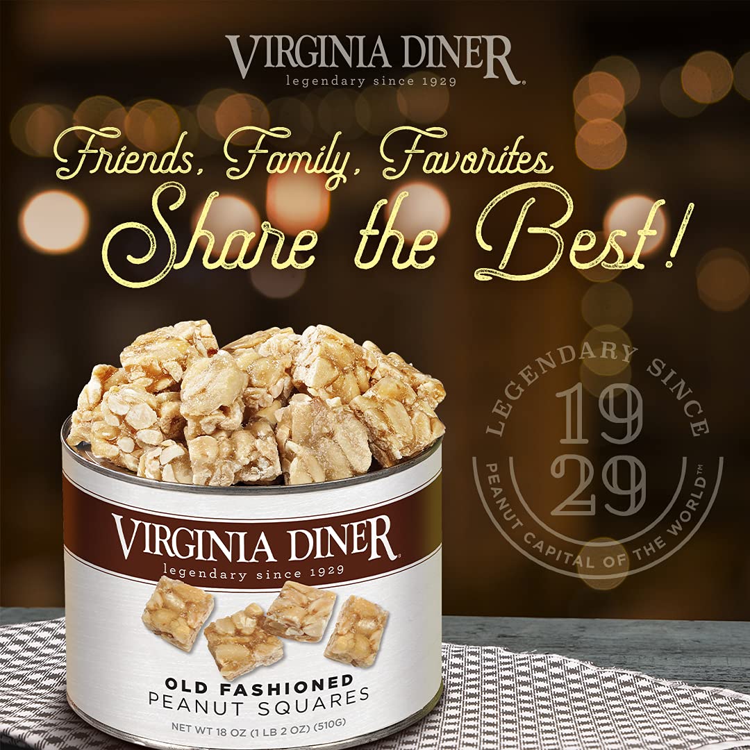 Virginia Diner Peanut Squares close-up highlighting buttery, crunchy texture for snacking.