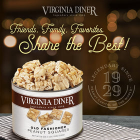 Virginia Diner Peanut Squares close-up highlighting buttery, crunchy texture for snacking.