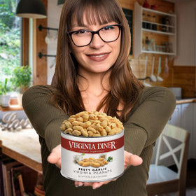 Virginia Diner peanuts on a snack setup, showcasing a protein-rich, flavorful bite.
