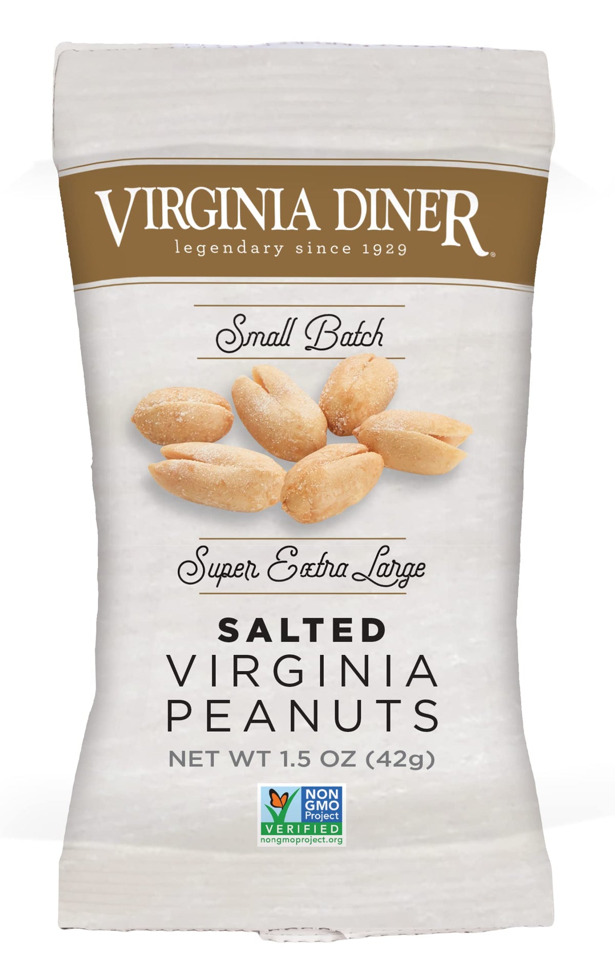 Virginia Diner XL blister peanuts close-up shows giant kernels and crisp texture