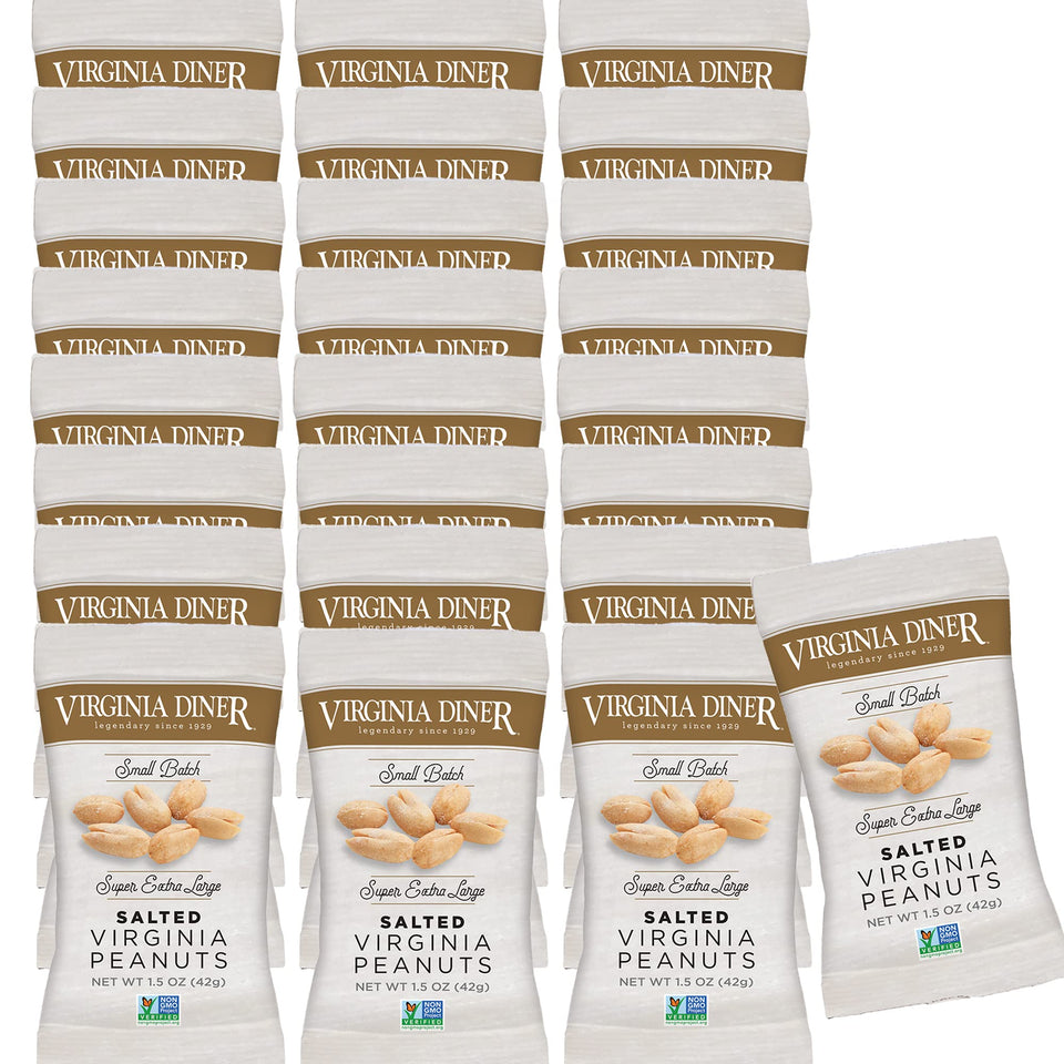 Virginia Diner XL blister peanuts packaging, convenient 25-pack for lunch boxes