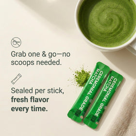 ViridWorks on-the-go matcha stick pack for travel or gym use
