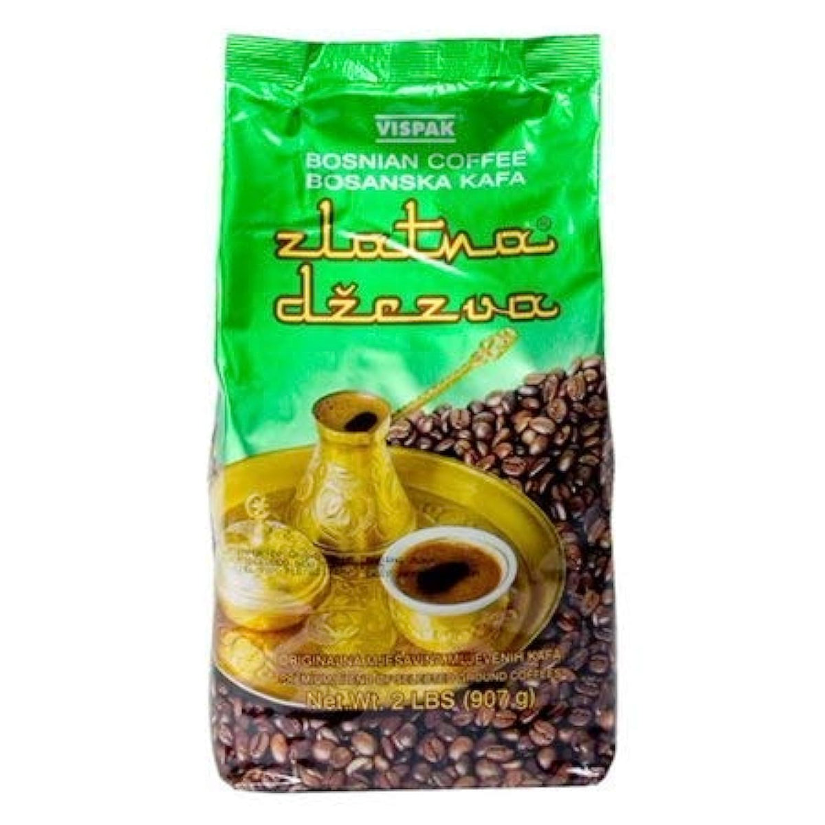 Vispak Zlatna Dzezva ground-coffee bag ready for quick, flavorful mornings.
