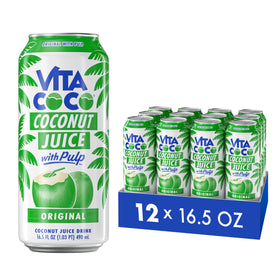 Vita Coco Coconut Juice with Pulp can front shows original flavor, refreshing hydration.