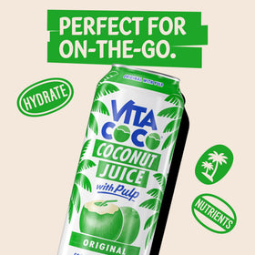 Vita Coco closeup pulp emphasizes texture and natural coconut richness.