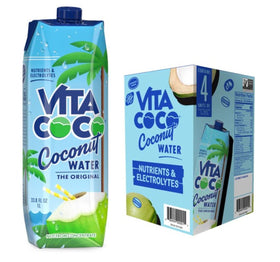 Vita Coco coconut water bottle tilt — ready-to-drink hydration for on-the-go refreshment.