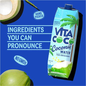 Vita Coco coconut water closeup electrolytes — natural hydration with a tropical flavor.