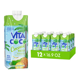Vita Coco Pineapple coconut water bottle pour delivering refreshing hydration on the go