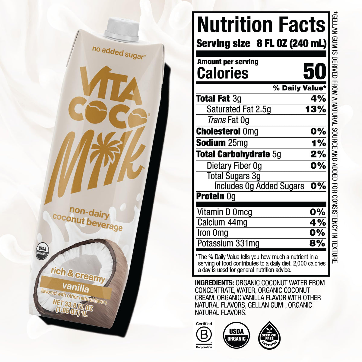 Vita Coco Vanilla Coconut Milk used in desserts for silky texture