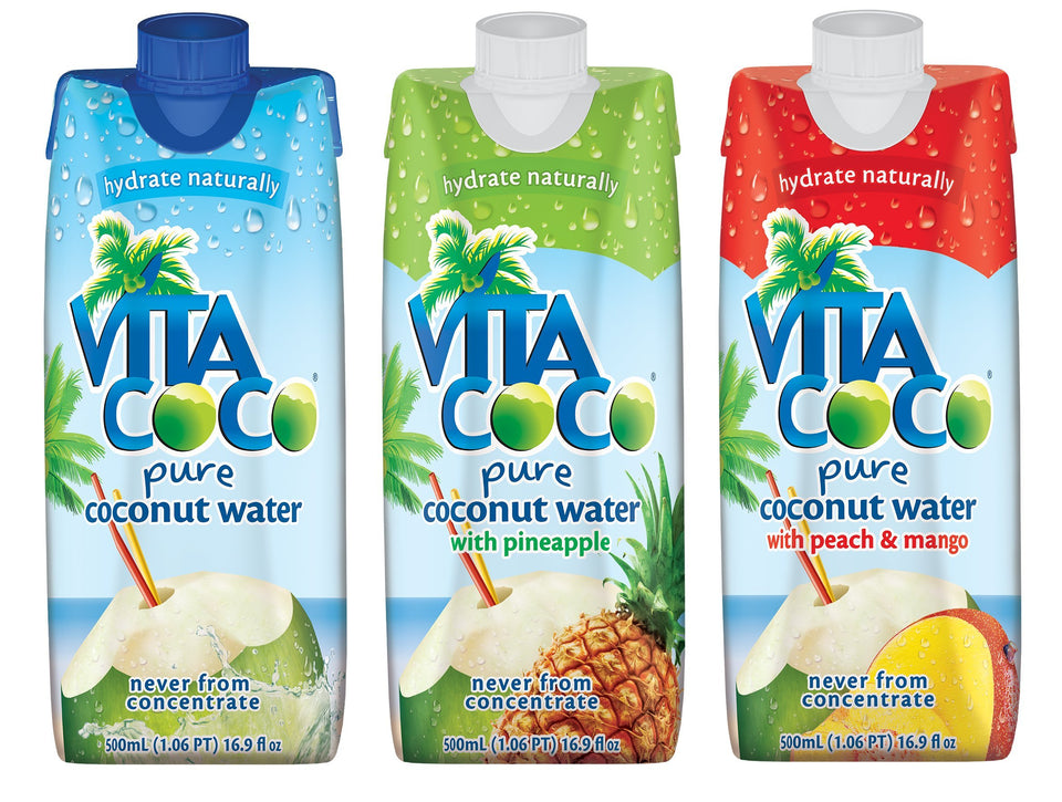 Vita Coco natural flavor pack shot for on-the-go hydration with real coconut water.