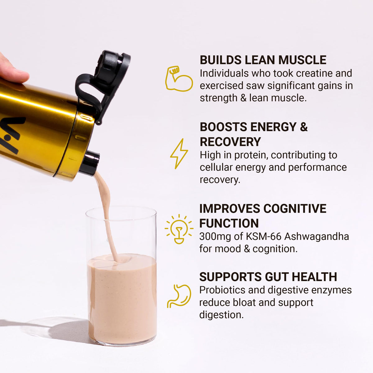 VitaHustle ONE Max greens powder bottle highlighting all-in-one nutrition