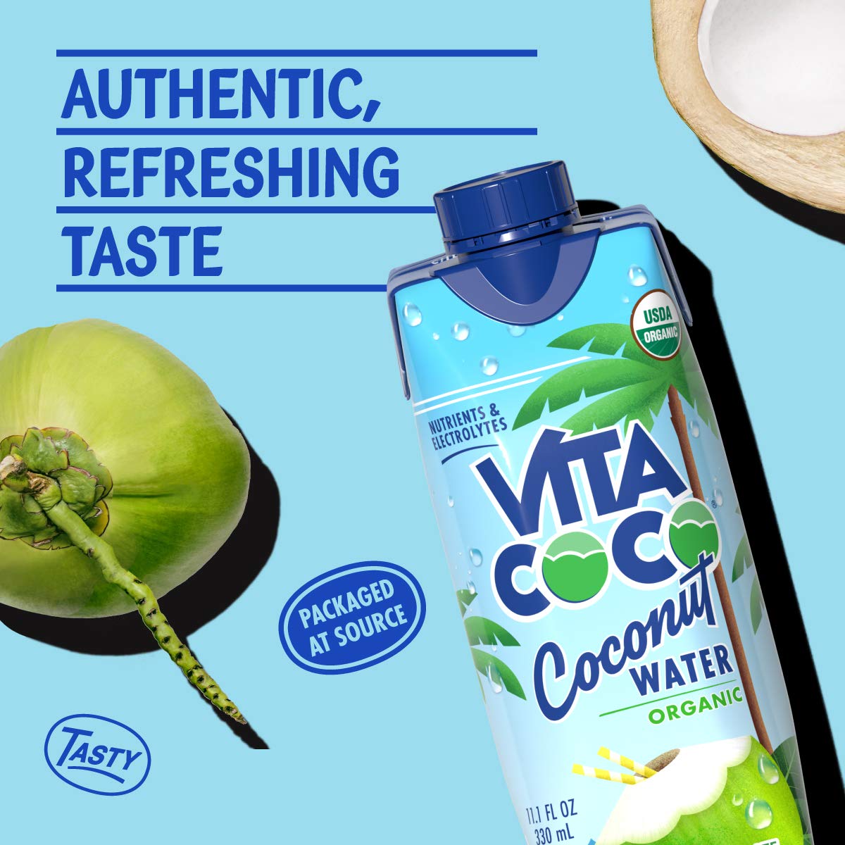 Vita Coco being poured into a glass for on-the-go refreshment