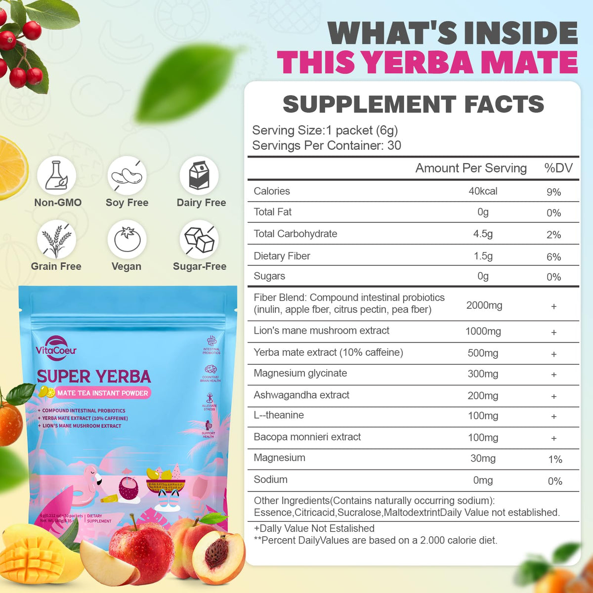 VitaCoeur Yerba Mate powder dissolves quickly in hot water for a smooth energy drink.