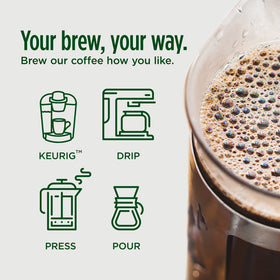 VitaCup brewing setup with a steaming cup for a clean, enjoyable cup.