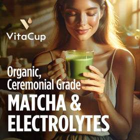Vitacup ceremonial grade matcha powder with vibrant color and smooth flavor.