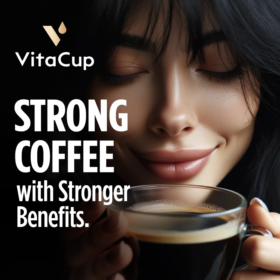 Vitacup dark roast espresso shot pod with silky finish for lattes at home