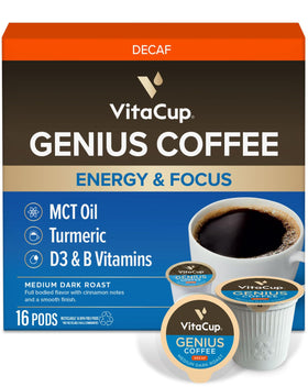 VitaCup Decaf Genius pod with MCT oil for smooth focus in every cup