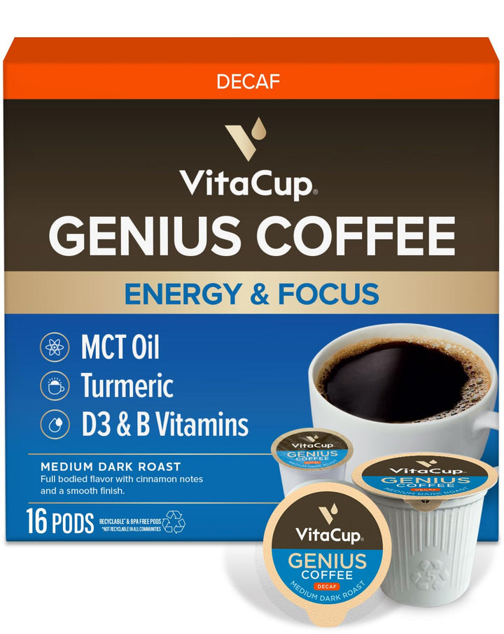 VitaCup Decaf Genius pod with MCT oil for smooth focus in every cup