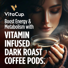 Brewing VitaCup Energy Dark Roast with steam and a rich, smooth cup