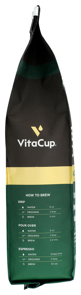 VitaCup ground coffee close-up ideal for drip brewing.