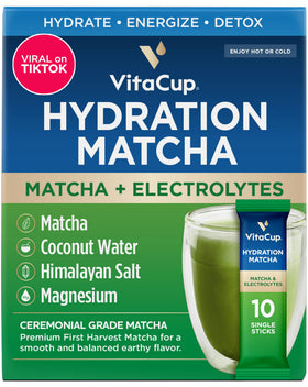 Vitacup Hydration Matcha stick collection for on-the-go refreshment.