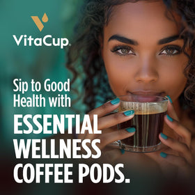 VitaCup Immunity aroma steam rising from a mug with a smooth roast