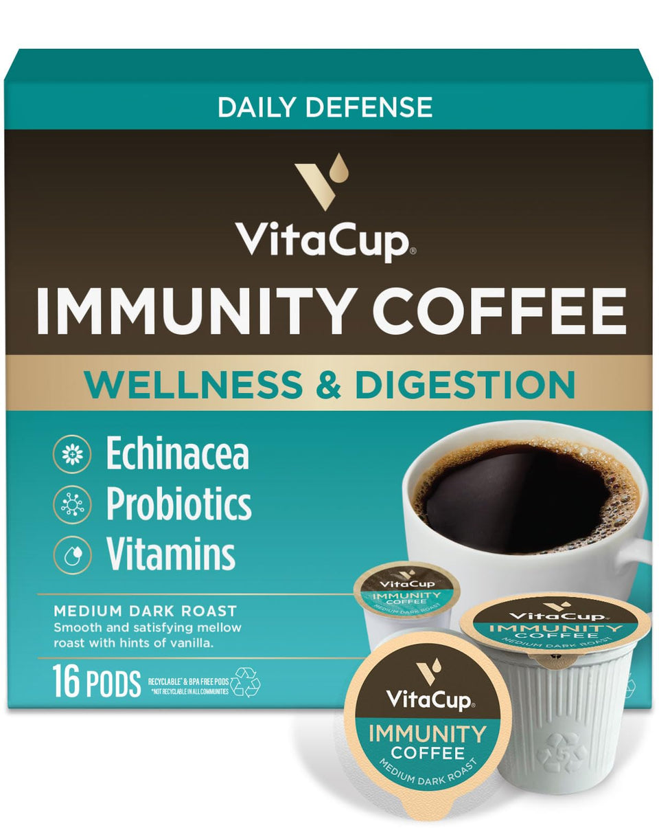 VitaCup Immunity coffee pod pack with an immune-supporting blend for daily use