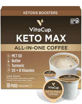 VitaCup Keto Max Dark Roast Pods with rich aroma for a clean energy start