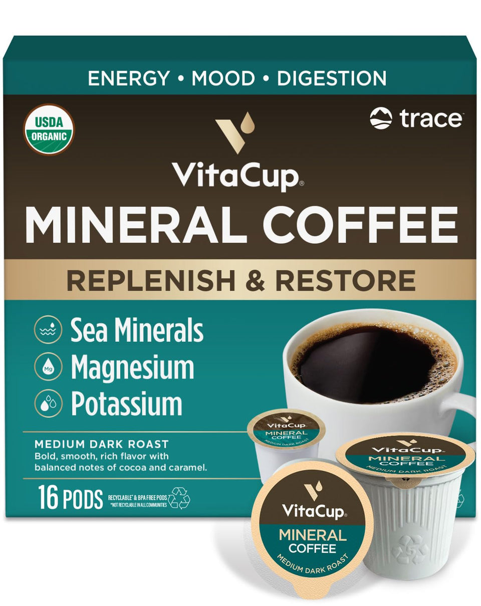 VitaCup mineral coffee pods with sea minerals for a refreshing cup
