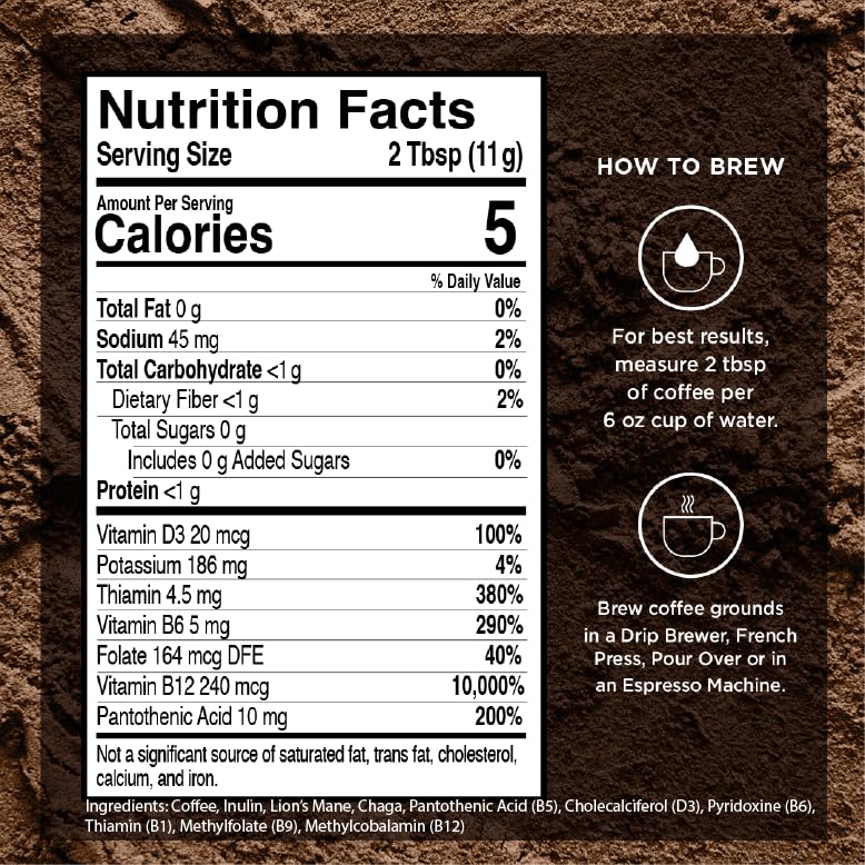 VitaCup Mushroom Coffee Grounds sealed lid close-up shows fresh, full-bodied Arabica flavor