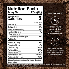 VitaCup Mushroom Coffee Grounds sealed lid close-up shows fresh, full-bodied Arabica flavor