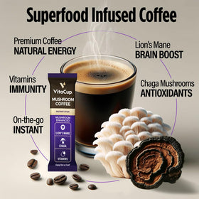 VitaCup label close-up shows vegan ingredients, fiber, and D3