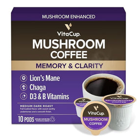 VitaCup Mushroom Coffee Pods medium roast for a smooth, focused morning.
