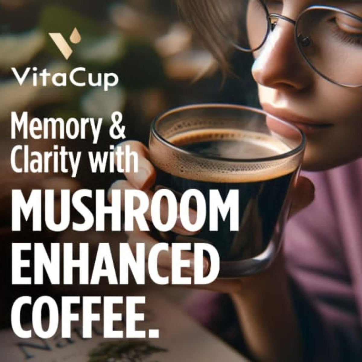 VitaCup Mushroom Coffee Pods Medium Roast aroma and smooth finish.