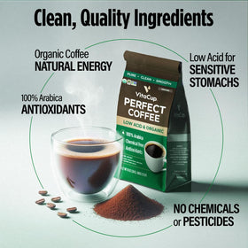 VitaCup Organic and Fair Trade labels emphasize ethical sourcing.