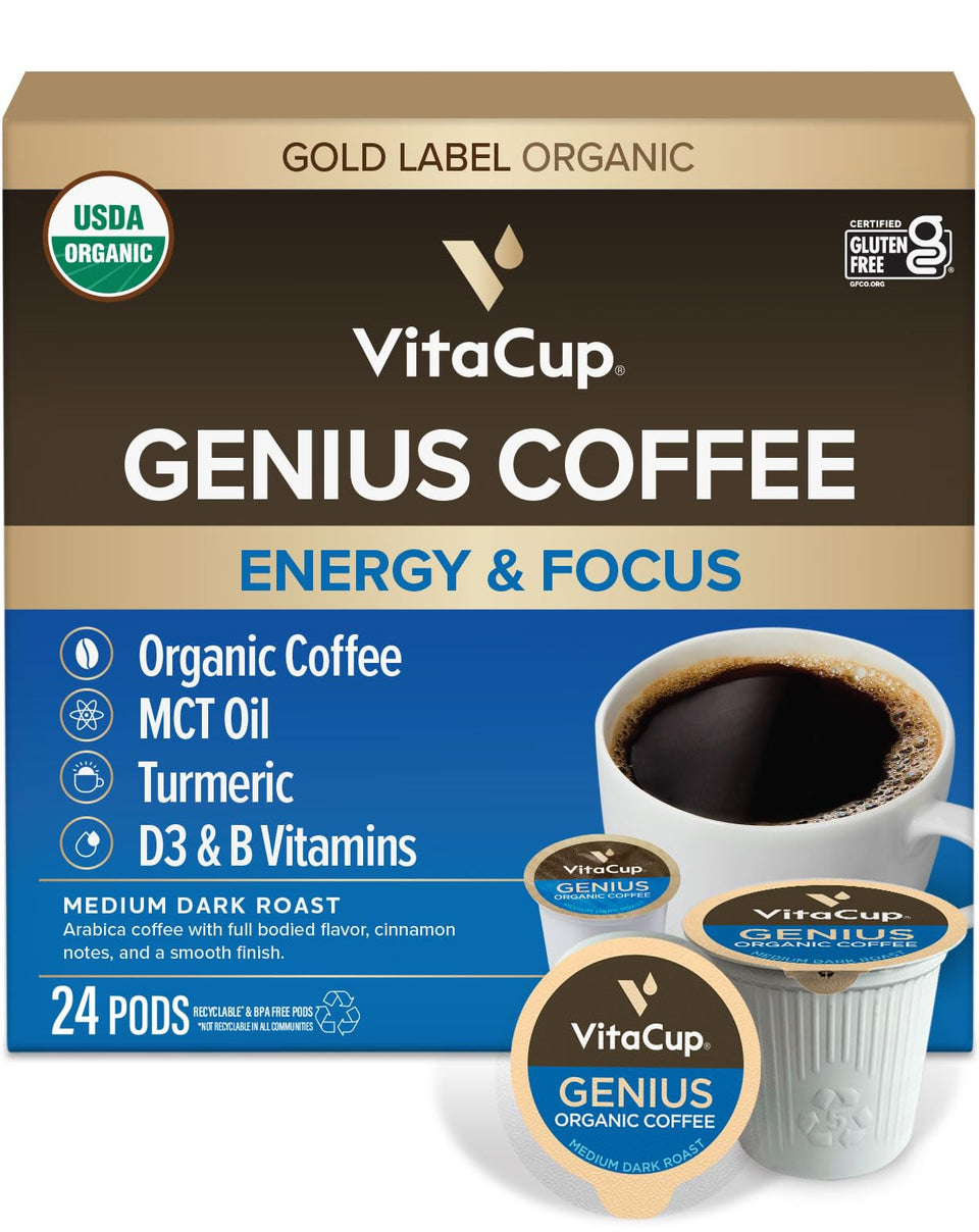 VitaCup Organic Genius Keto Coffee Pods pack for on-the-go energy and focus