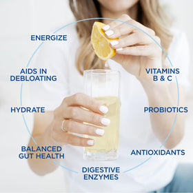 VitaCup probiotics-prebiotics-enzymes packet offers digestive support with citrus flavor.