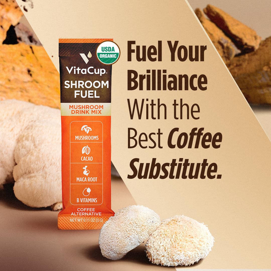 VitaCup Shroom Fuel with chaga and lion's mane fosters focused moments