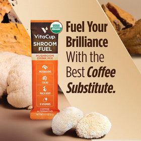 VitaCup Shroom Fuel with chaga and lion's mane fosters focused moments