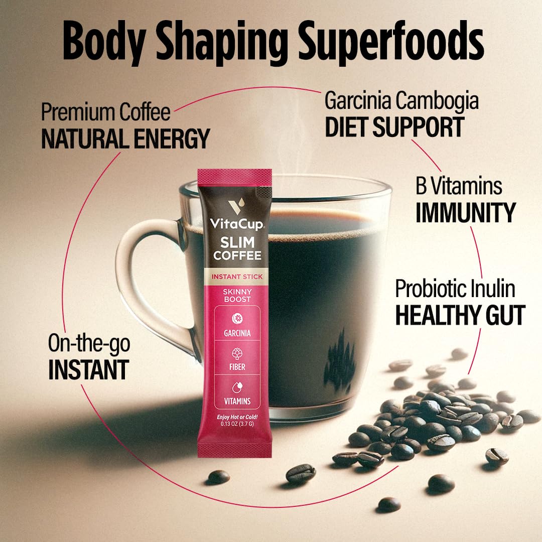 VitaCup Slim coffee cup brewed with inviting aroma and smooth flavor.