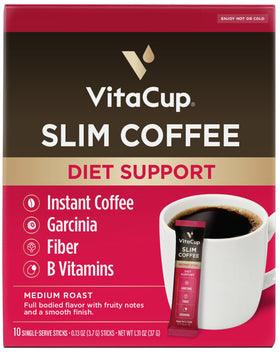 VitaCup Slim Instant Coffee pack front view highlighting premium Arabica blend for daily wellness.