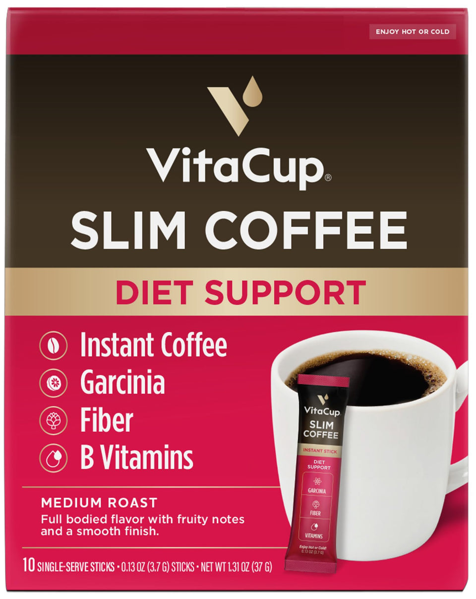 VitaCup Slim Instant Coffee pack front view highlighting premium Arabica blend for daily wellness.