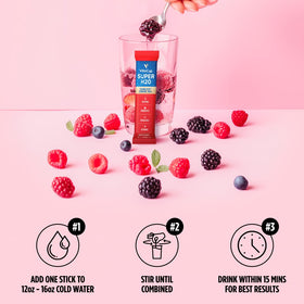 Natural mixed berry flavor with no artificial colors or sweeteners in VitaCup mix