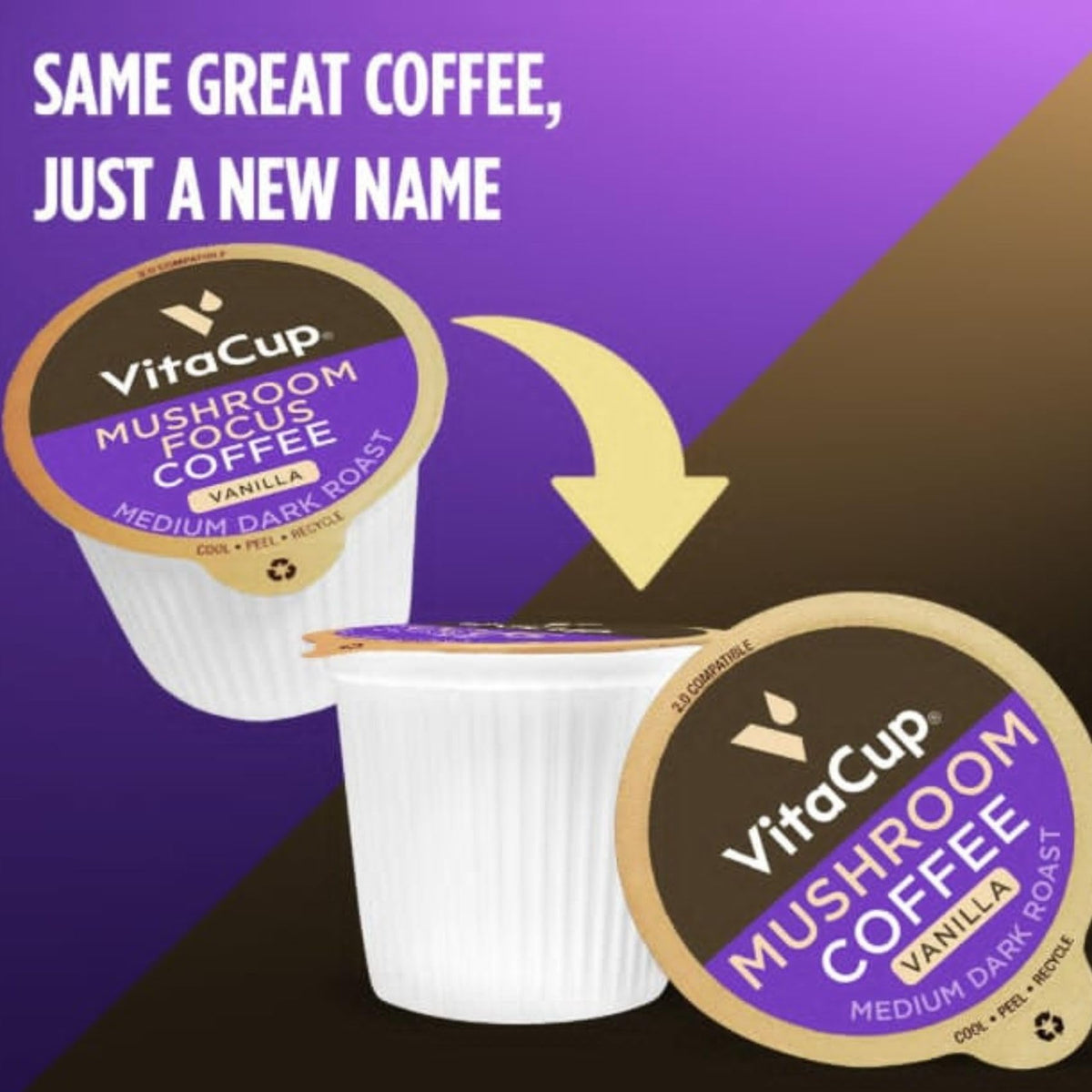 Close view of VitaCup vanilla Arabica beans and roast aroma.