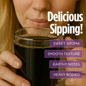 VitaCup vanilla mushroom coffee packaging image showing nitrogen-sealed bag