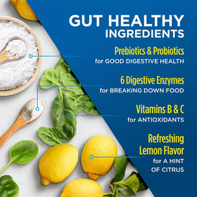 VitaCup water enhancer lemon squeeze packet boosts flavor and hydration for gut-friendly sipping.
