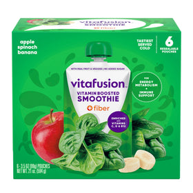 Vitafusion vitamin-boosted smoothie pouch apple-spinach-banana for on-the-go energy and nutrition