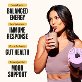 VitaHustle ONE bottle with ashwagandha, mushrooms and probiotics for energy and mood support